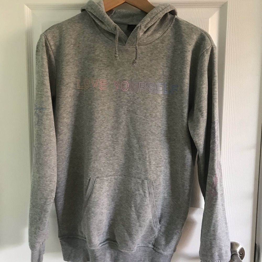 Light Heather Grey BTS Love Yourself Hoodie